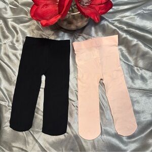 🌹 CARTER’s Baby Black & Light Pink Stretch Leggings / tights New Without Tag